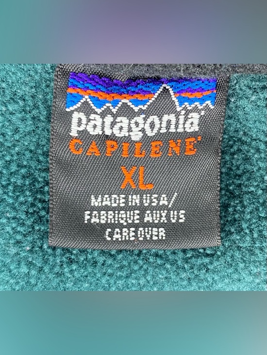 VTG Patagonia Capilene 1/4 Zip Fleece Pullover Mens XL Made in USA Teal Green - Picture 3 of 5